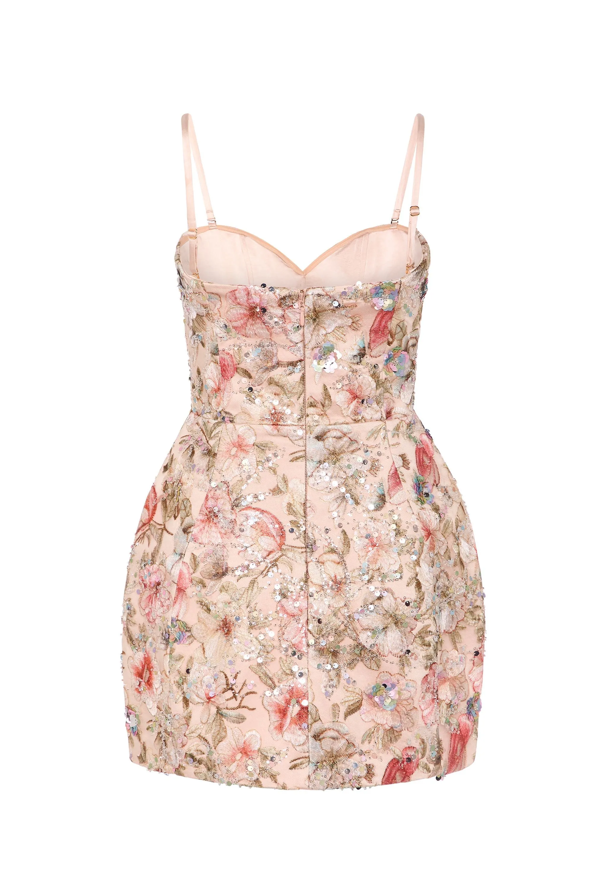 Embellished Strapless A-Line Mini Dress in Floral Beige sold by Oh Polly product image thumbnail 4