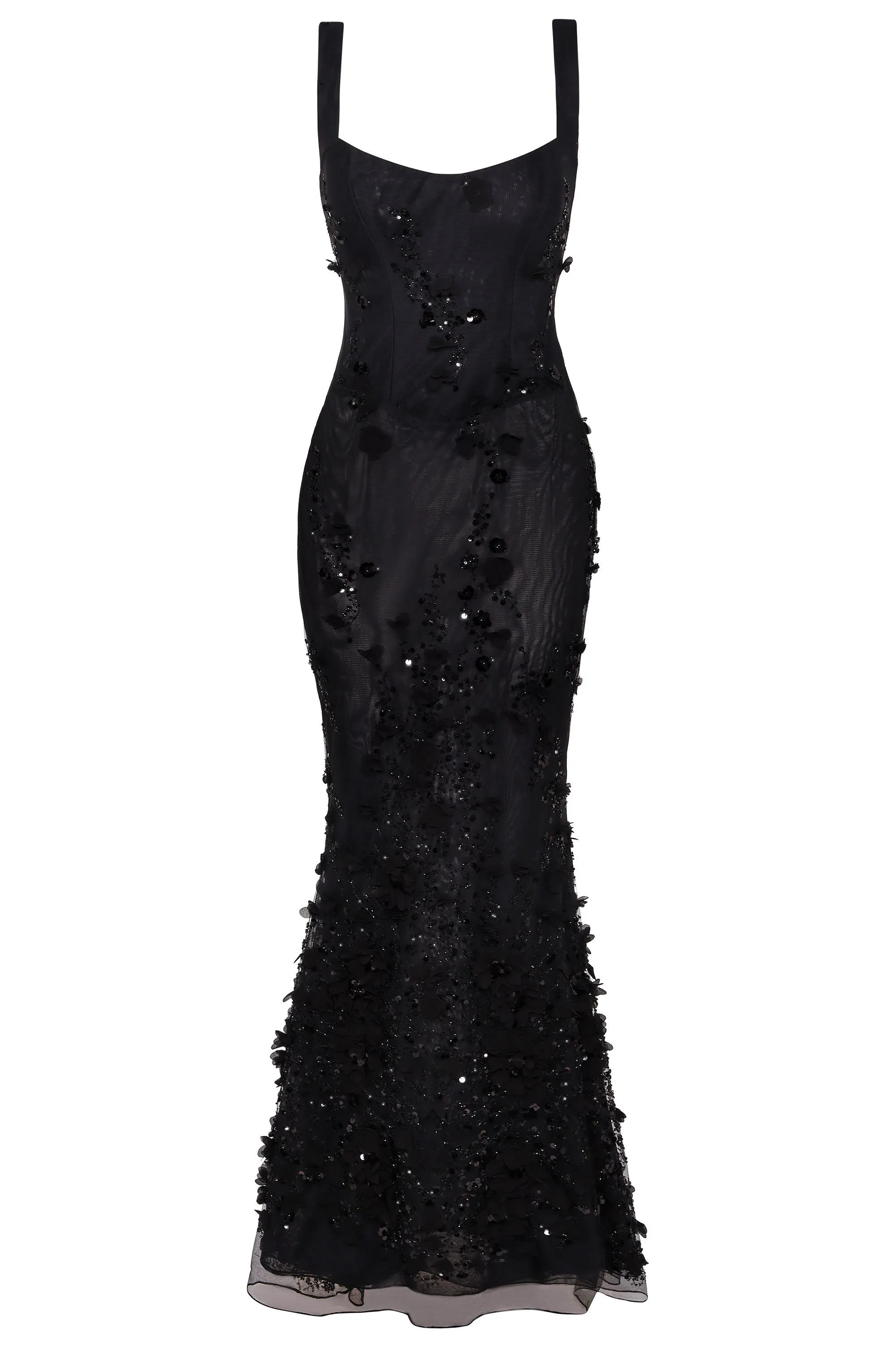 Embellished Appliqué Soft-Scoop Corset Gown in Black sold by Oh Polly product image thumbnail 3