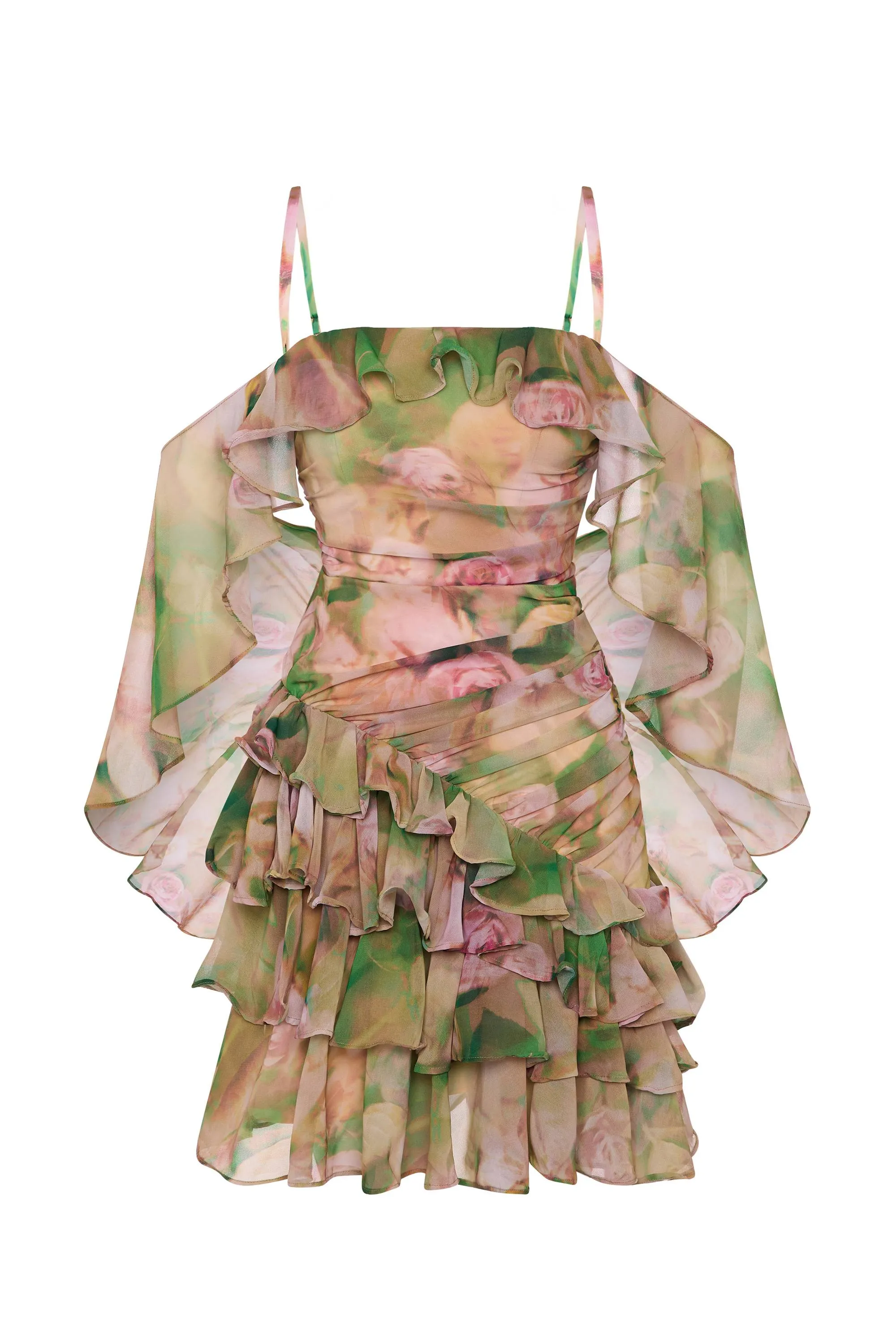 Off-Shoulder Ruffled Mini Dress in Floral Multi Print sold by Oh Polly product image thumbnail 3