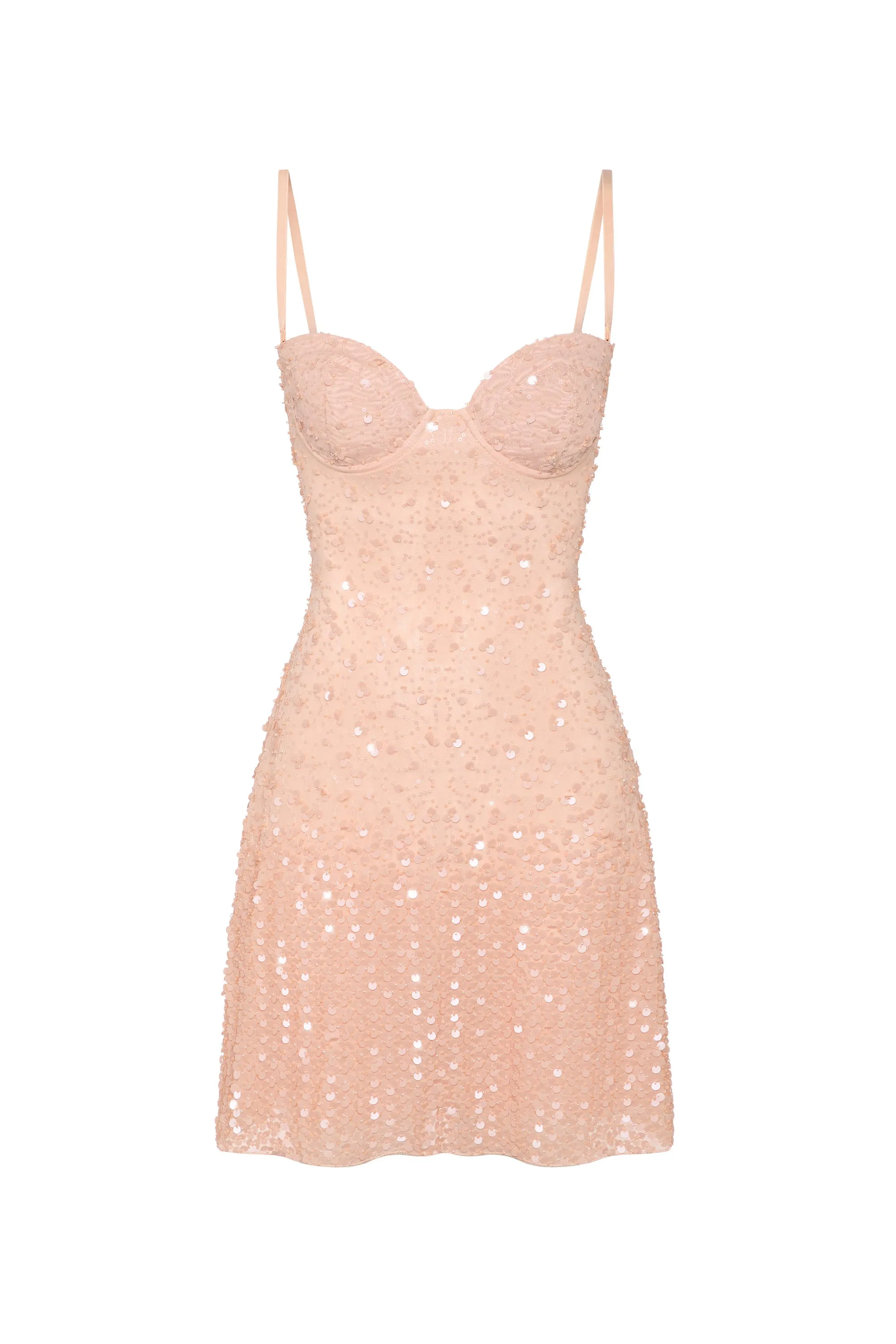 Embellished Sweetheart-Neck A-Line Mini Dress in Apricot sold by Oh Polly product image thumbnail 3