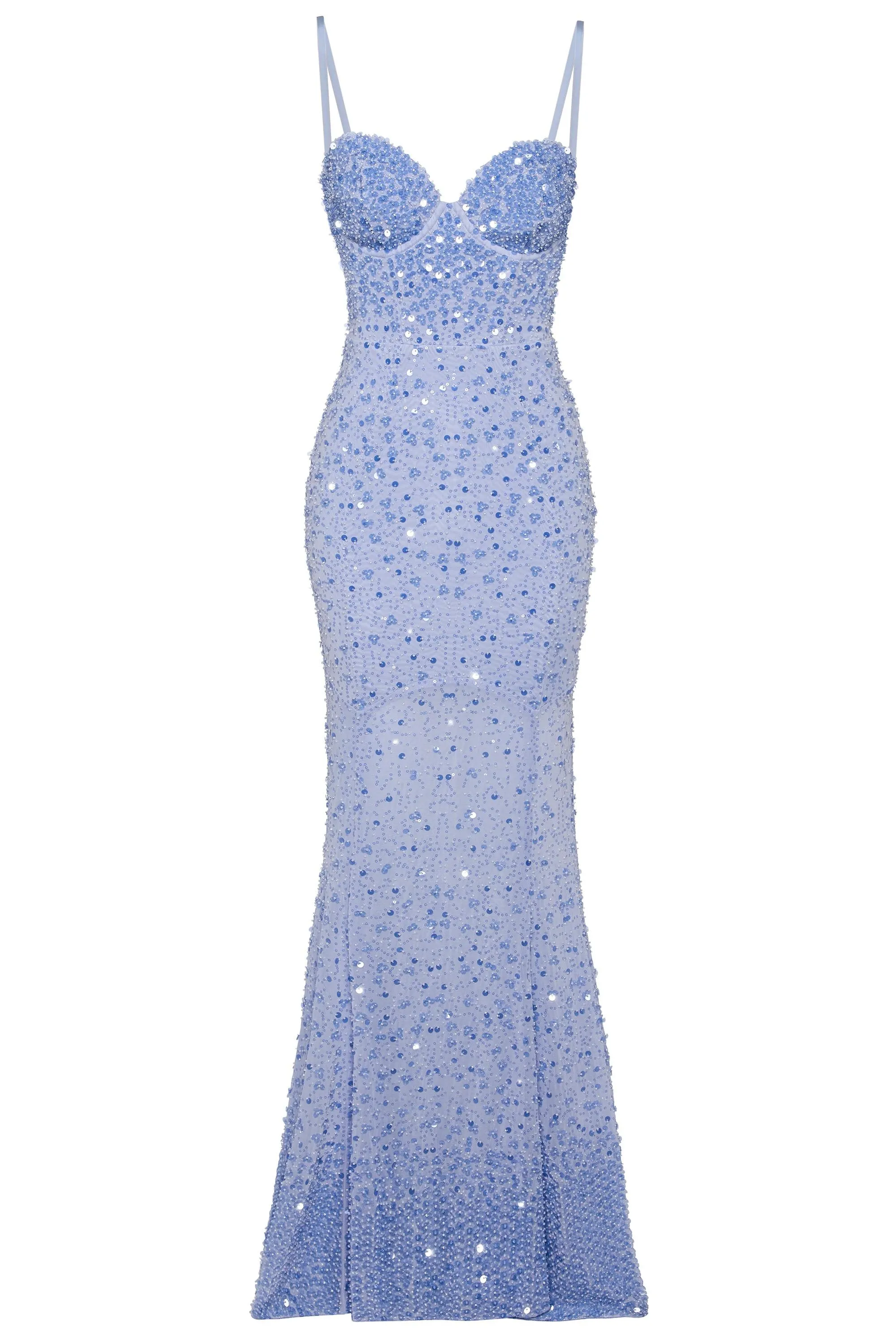 Embellished Sweetheart-Neck Fishtail Gown in Sky Blue sold by Oh Polly product image thumbnail 3