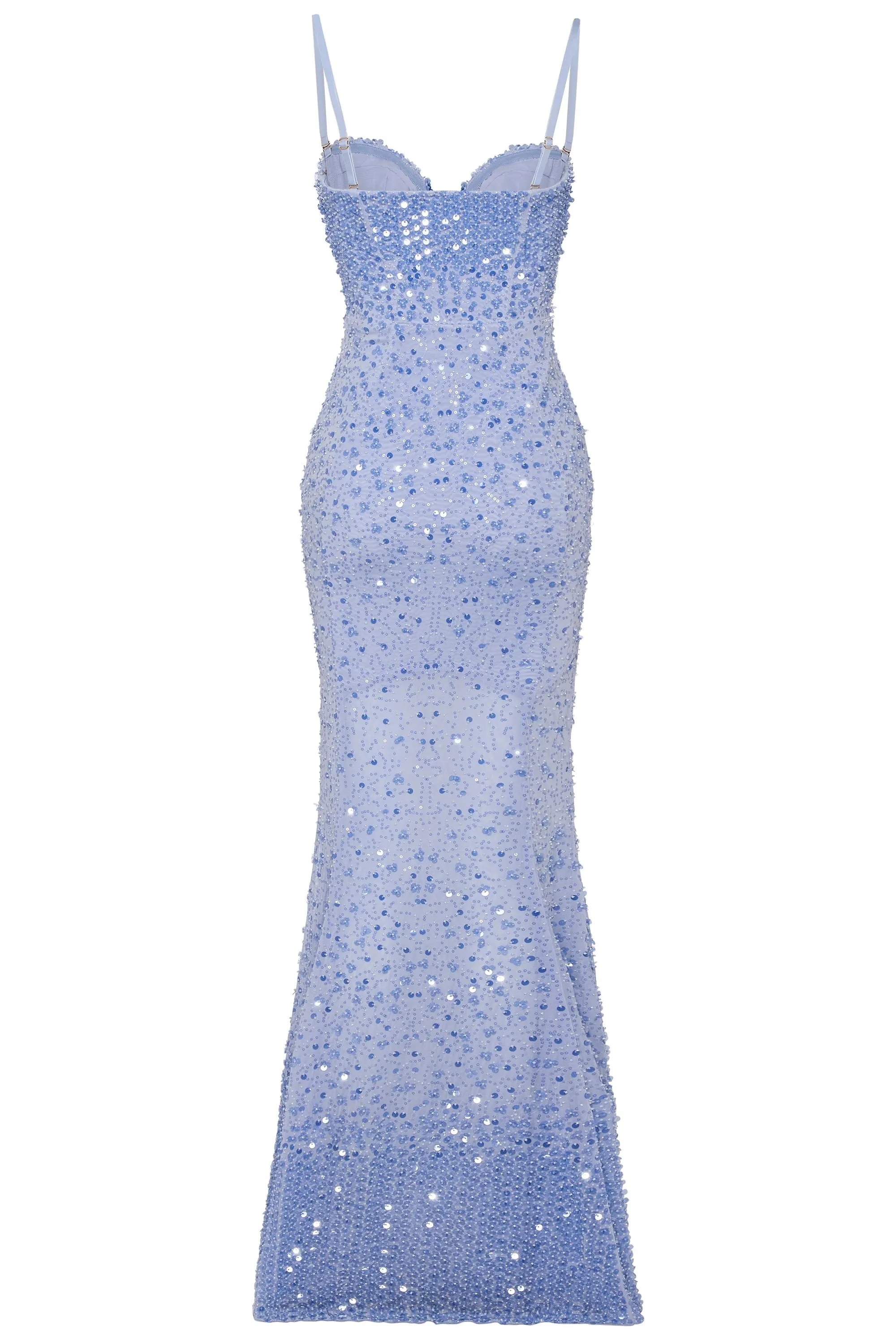 Embellished Sweetheart-Neck Fishtail Gown in Sky Blue sold by Oh Polly product image thumbnail 4
