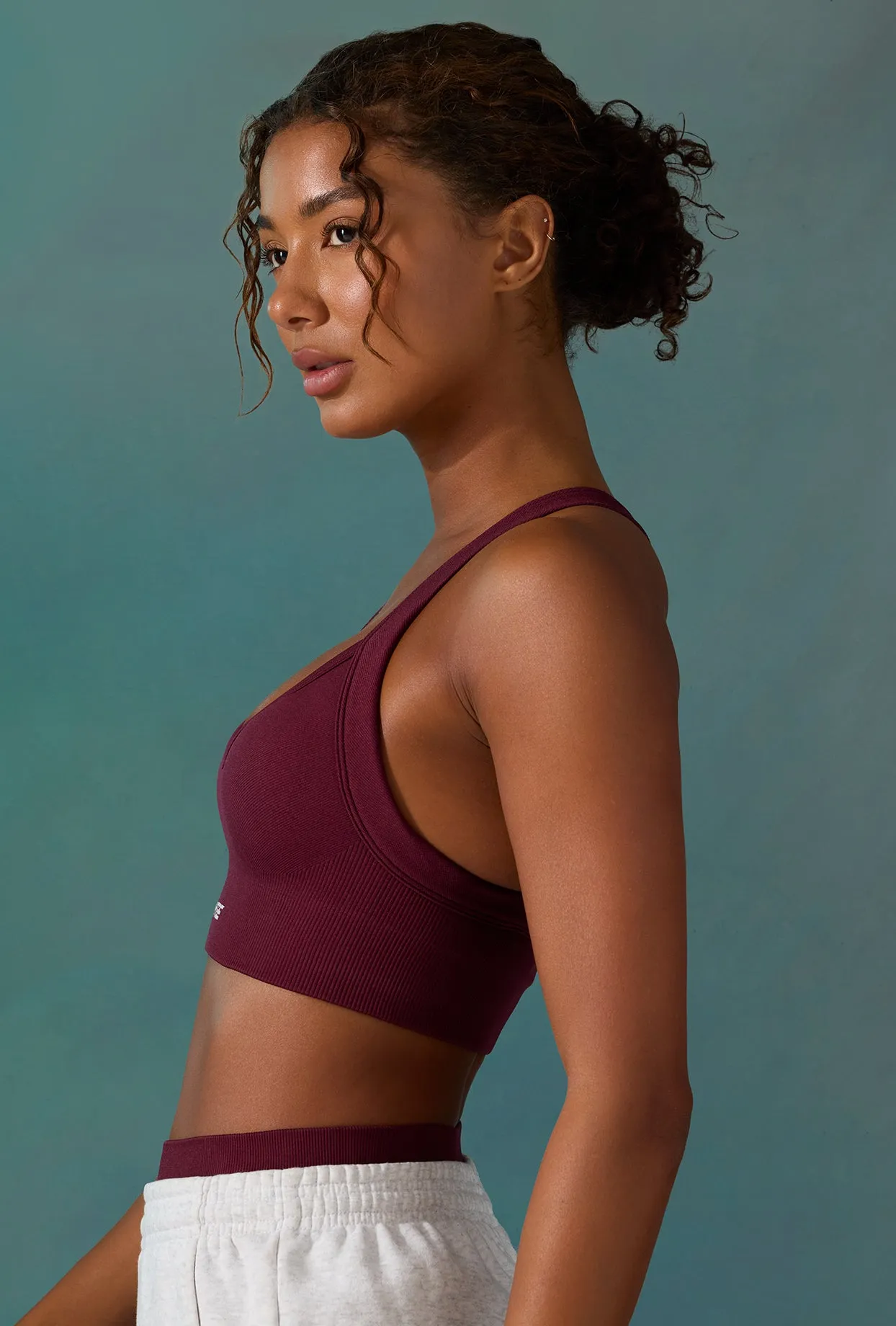Super Sculpt Seamless Cross Back Sports Bra in Plum sold by Oh Polly product image thumbnail 3