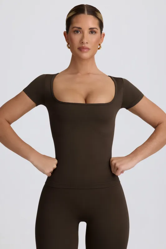 Super Sculpt Seamless T-Shirt in Brown made by Bo + Tee