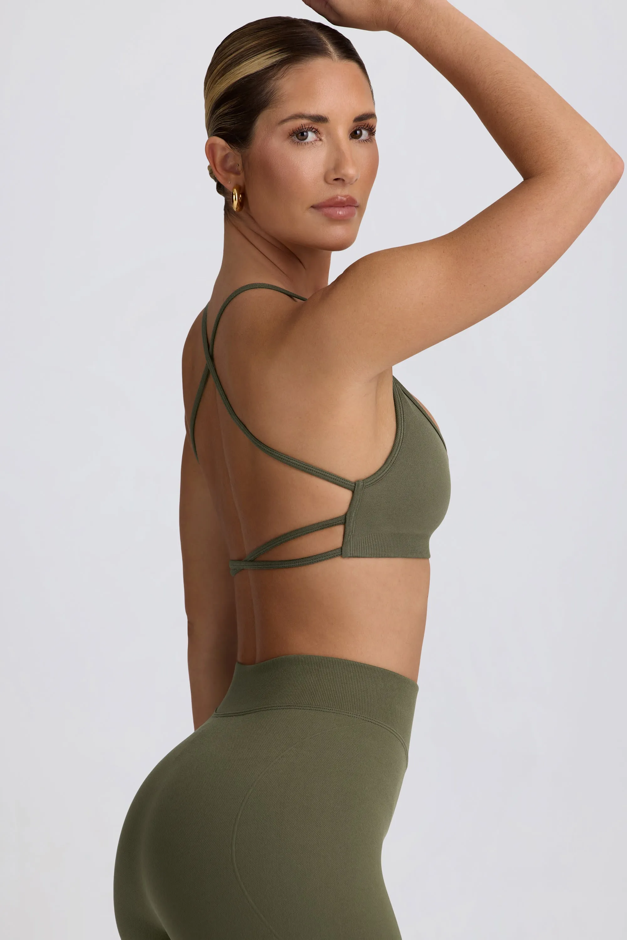 Super Sculpt Seamless Backless Sports Bra in Light Green sold by Oh Polly product image thumbnail 3