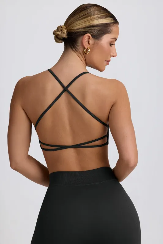 Super Sculpt Seamless Backless Sports Bra in Ash sold by Oh Polly
