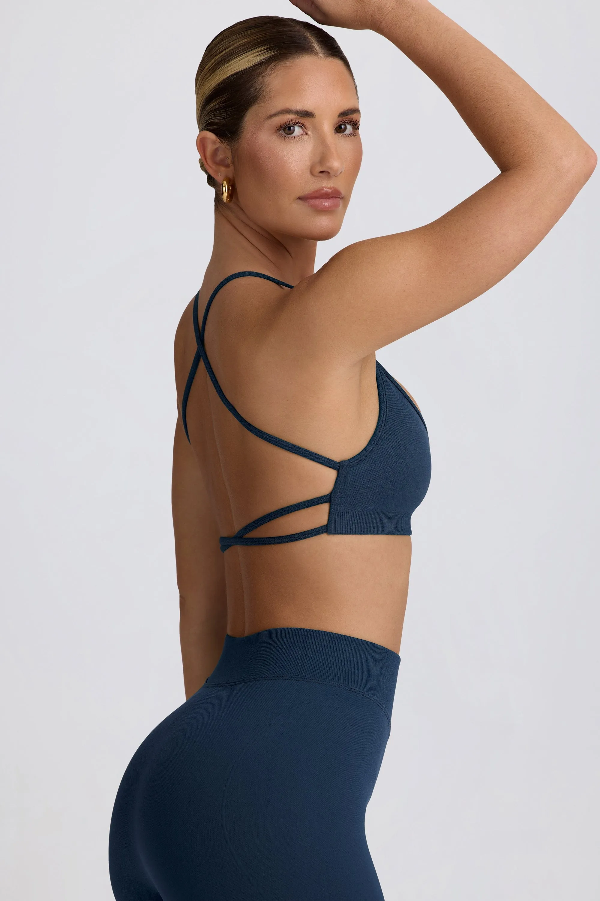 Super Sculpt Seamless Backless Sports Bra in Blue sold by Oh Polly product image thumbnail 3
