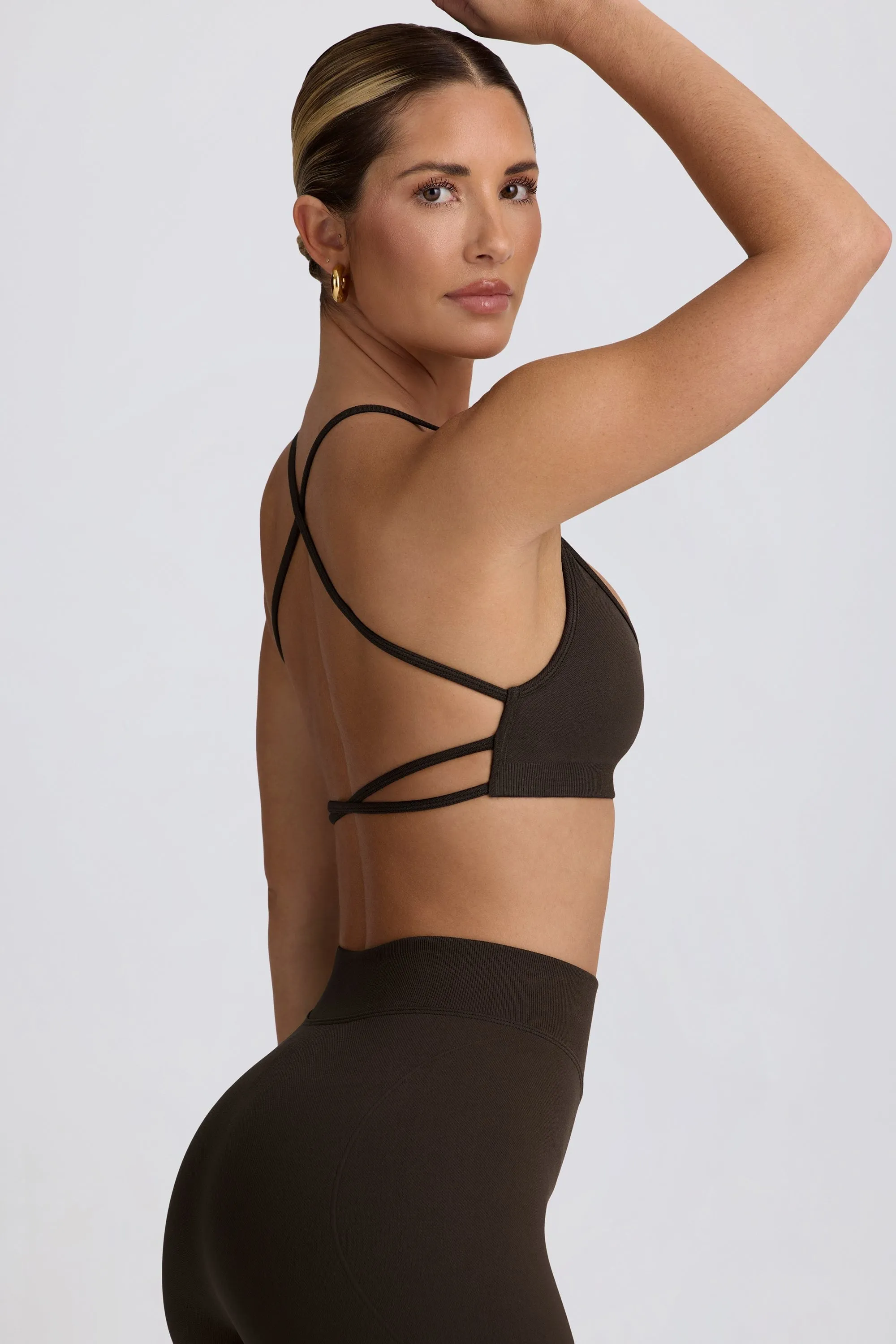 Super Sculpt Seamless Backless Sports Bra in Brown sold by Oh Polly product image thumbnail 3