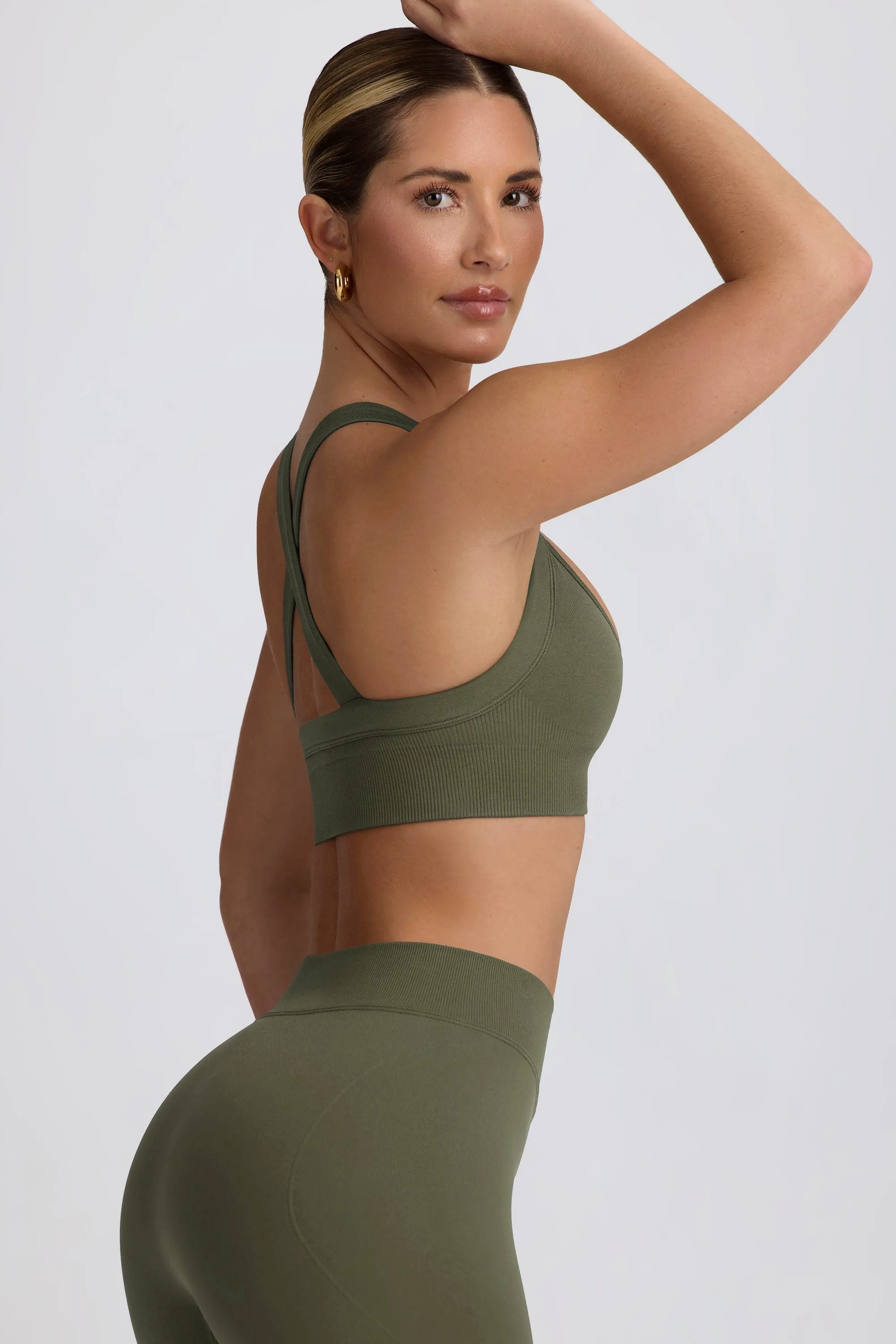 Super Sculpt Seamless Cross-Back Sports Bra in Light Green sold by Oh Polly product image thumbnail 3
