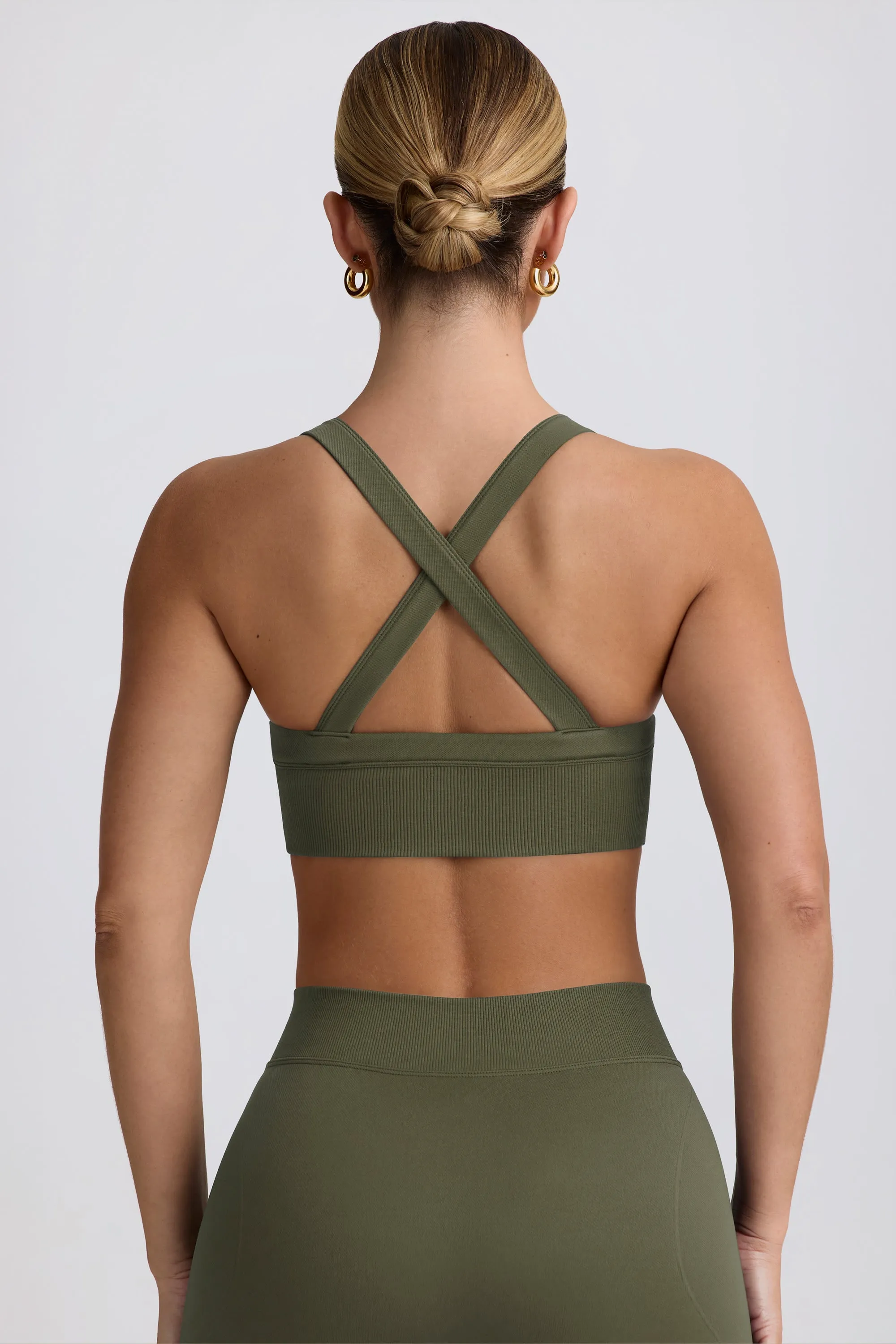 Super Sculpt Seamless Cross-Back Sports Bra in Light Green sold by Oh Polly product image thumbnail 4