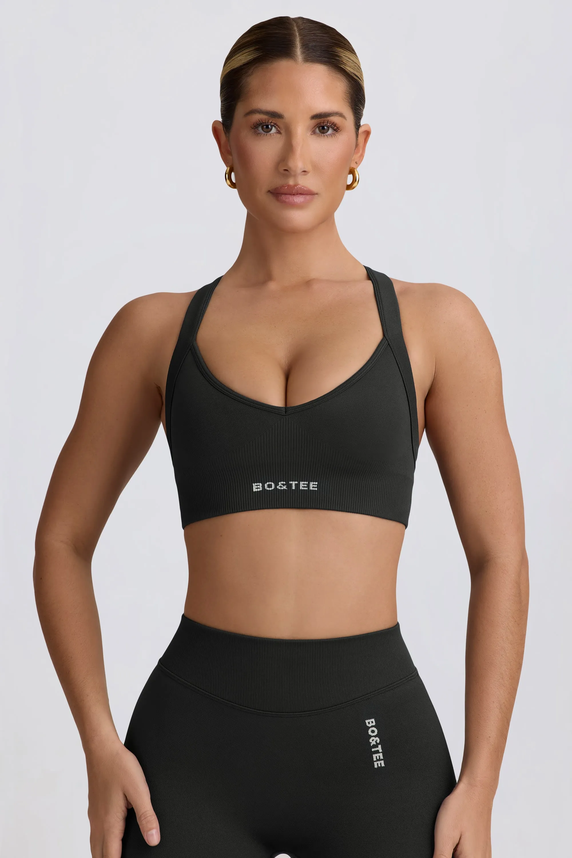 Super Sculpt Seamless Cross-Back Sports Bra in Ash sold by Oh Polly product image thumbnail 5