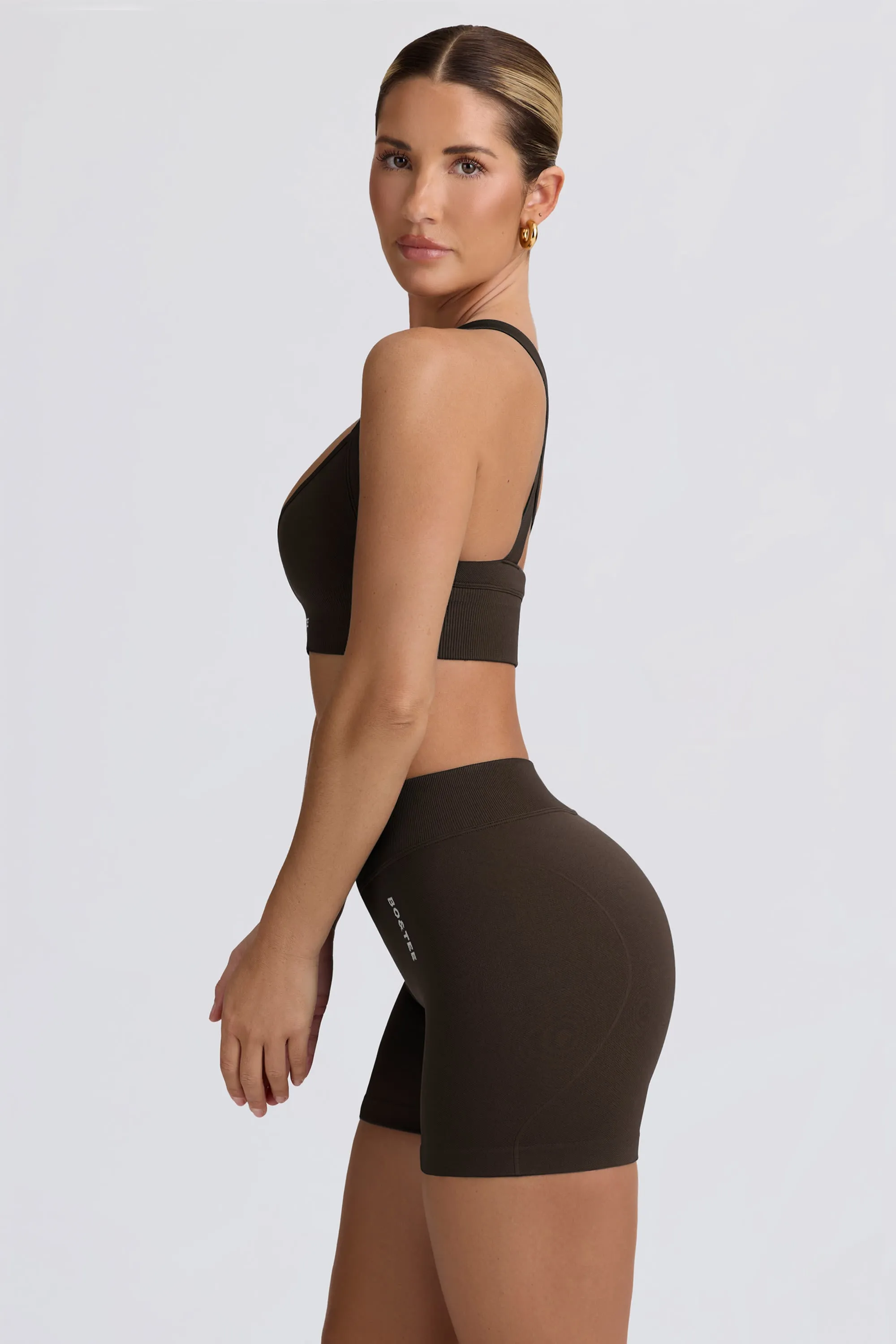 Super Sculpt Seamless Mini Shorts in Brown sold by Oh Polly product image thumbnail 4