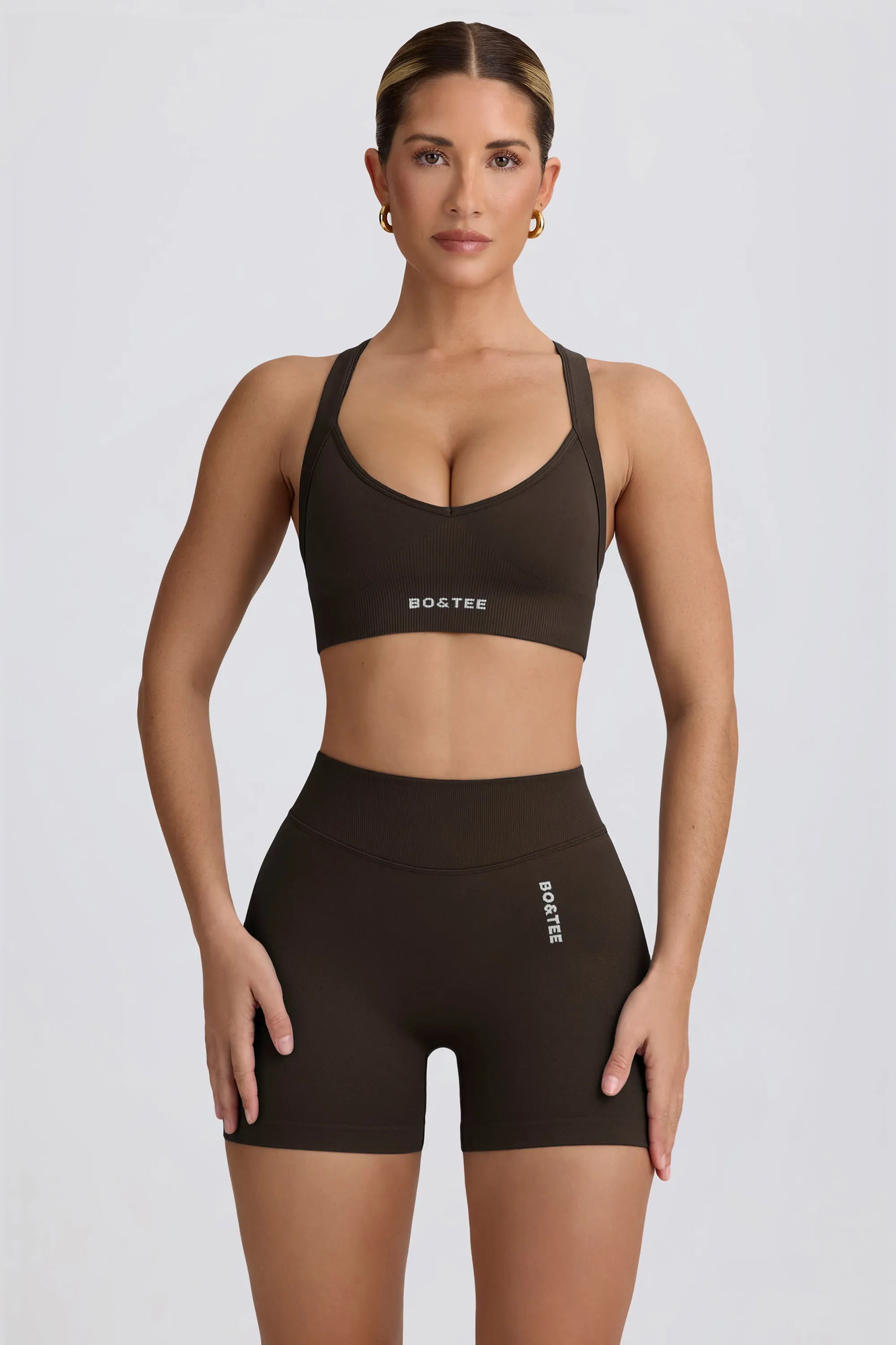 Super Sculpt Seamless Mini Shorts in Brown sold by Oh Polly product image thumbnail 5