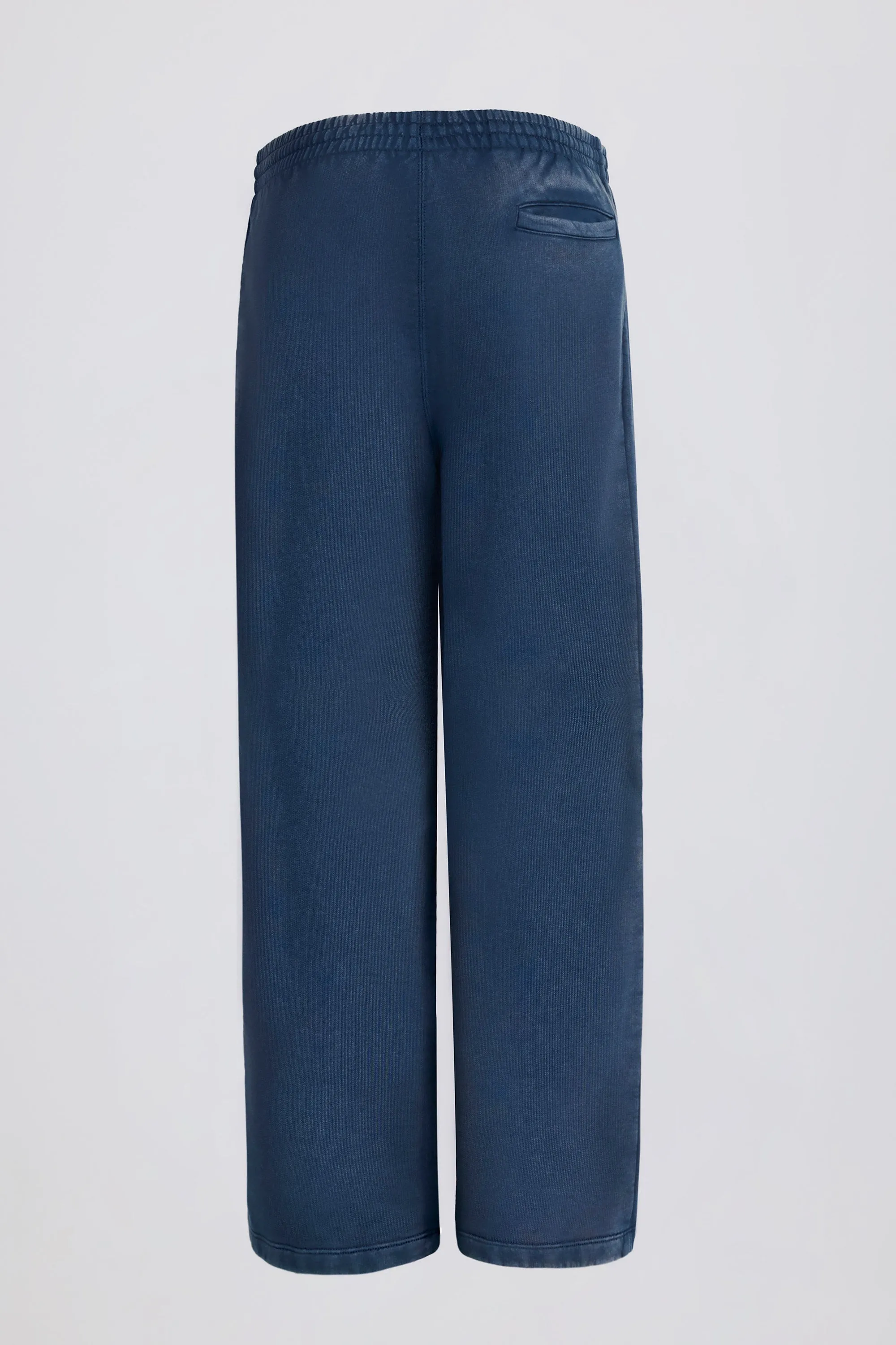 Cotton Jersey Acid Wash Mid-Rise Wide-Leg Joggers in Blue sold by Oh Polly product image thumbnail 3