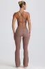 Soft Active Crossover Flared Trousers in Mocha sold by Oh Polly