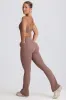 Soft Active Crossover Flared Trousers in Mocha sold by Oh Polly