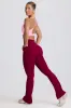 Soft Active Crossover Flared Trousers in Burgundy sold by Oh Polly