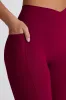 Soft Active Crossover Flared Trousers in Burgundy sold by Oh Polly