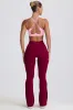 Soft Active Crossover Flared Trousers in Burgundy sold by Oh Polly