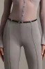 Low-Rise Flared Trousers in Grey sold by Oh Polly