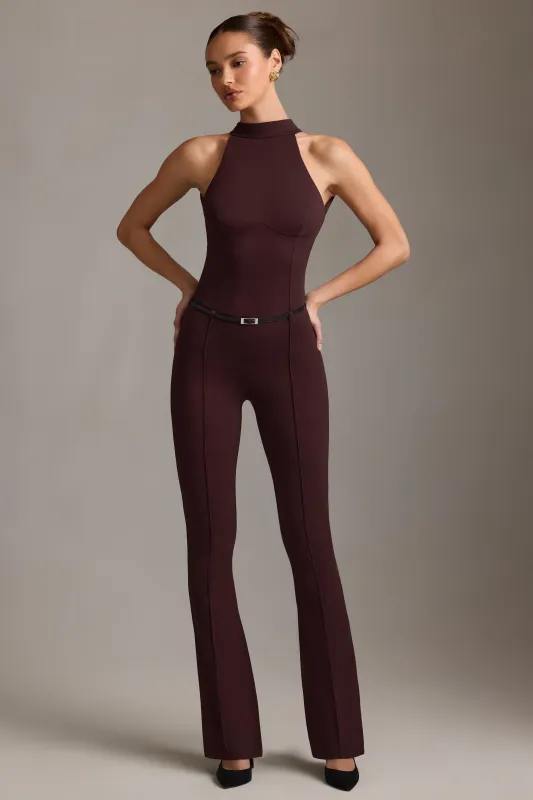 Backless Turtleneck Jumpsuit in Chocolate Brown sold by Oh Polly