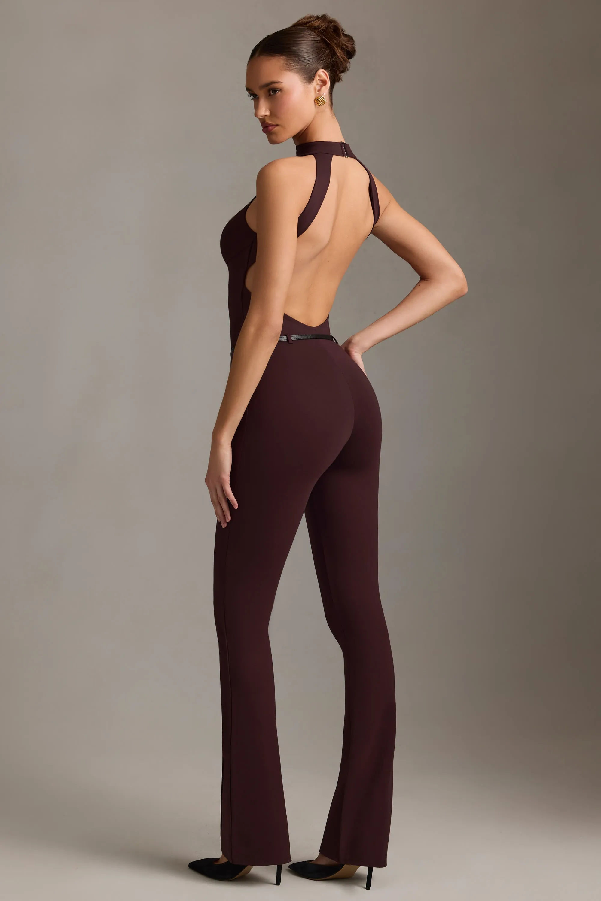 Backless Turtleneck Jumpsuit in Chocolate Brown sold by Oh Polly product image thumbnail 2