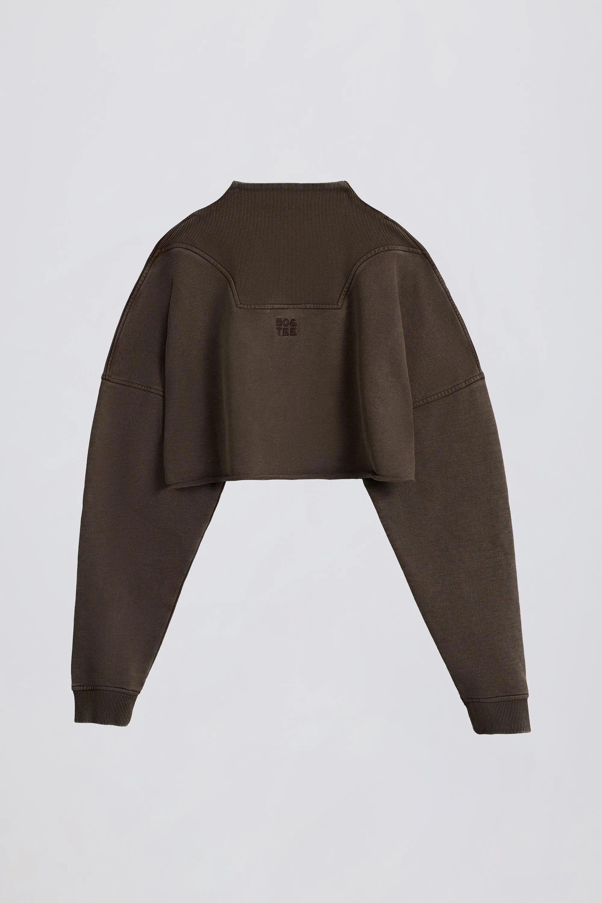 Cotton Jersey Acid Wash Cropped Sweatshirt in Brown sold by Oh Polly product image thumbnail 3