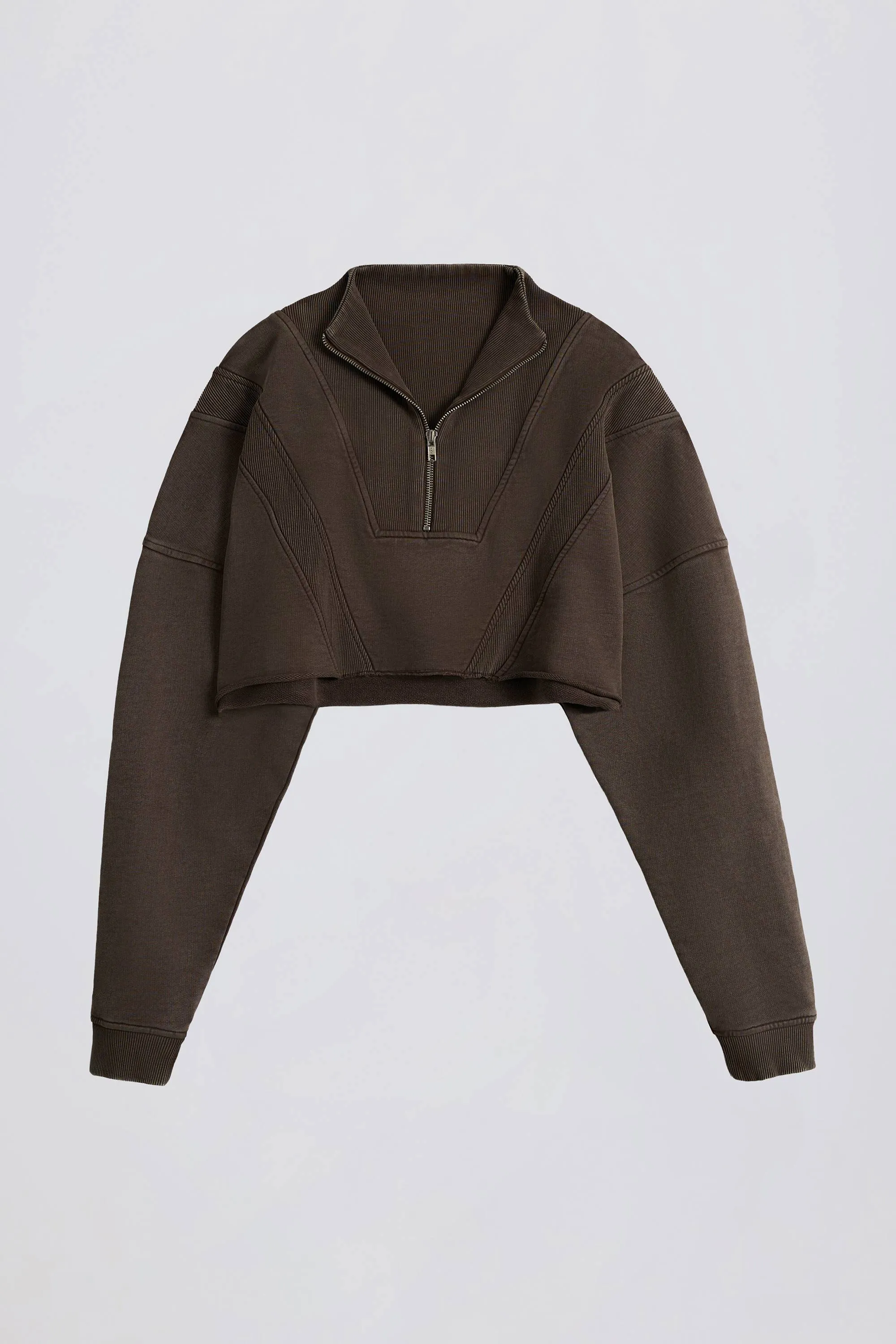 Cotton Jersey Acid Wash Cropped Sweatshirt in Brown sold by Oh Polly product image thumbnail 2
