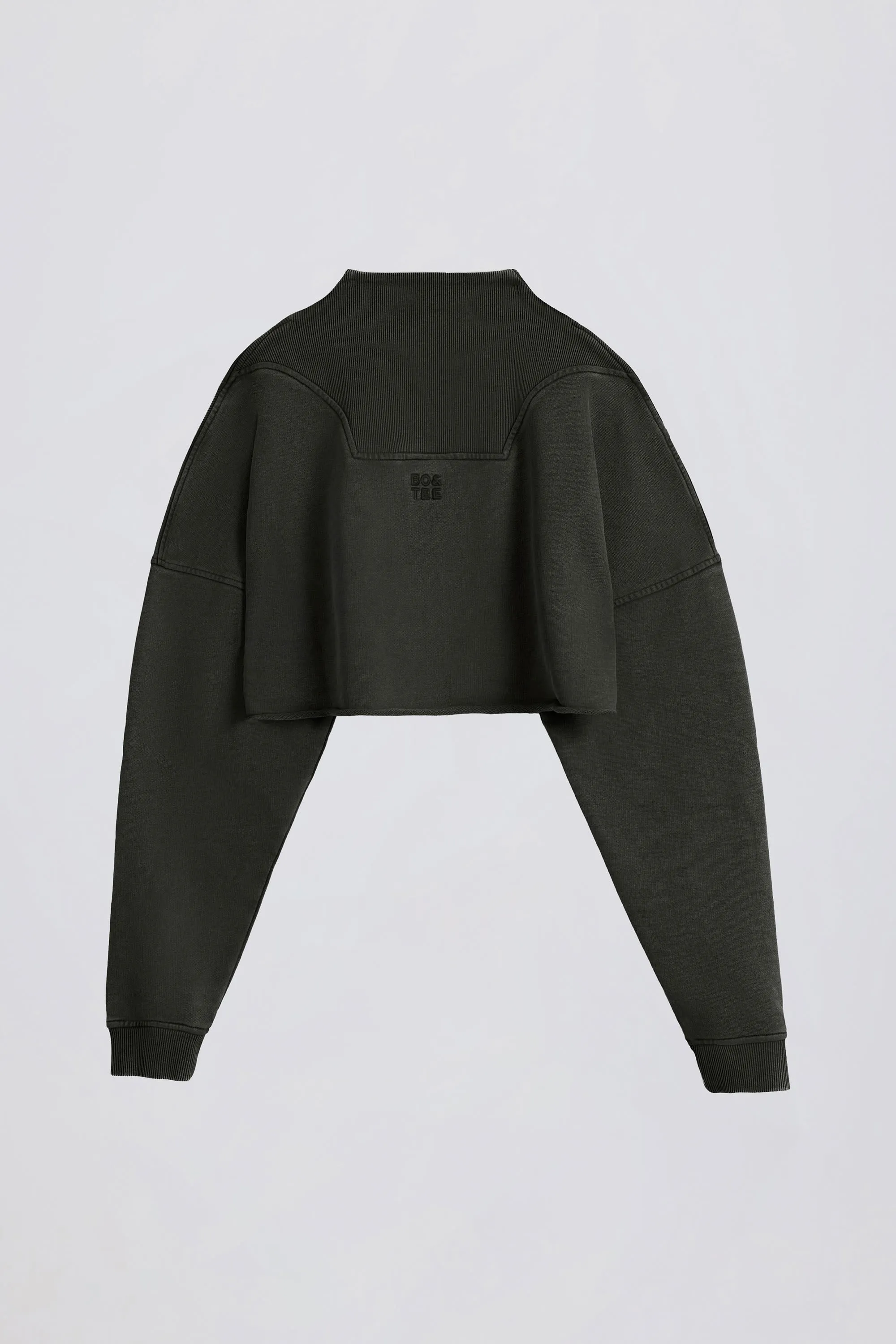 Cotton Jersey Acid Wash Cropped Sweatshirt in Ash sold by Oh Polly product image thumbnail 3