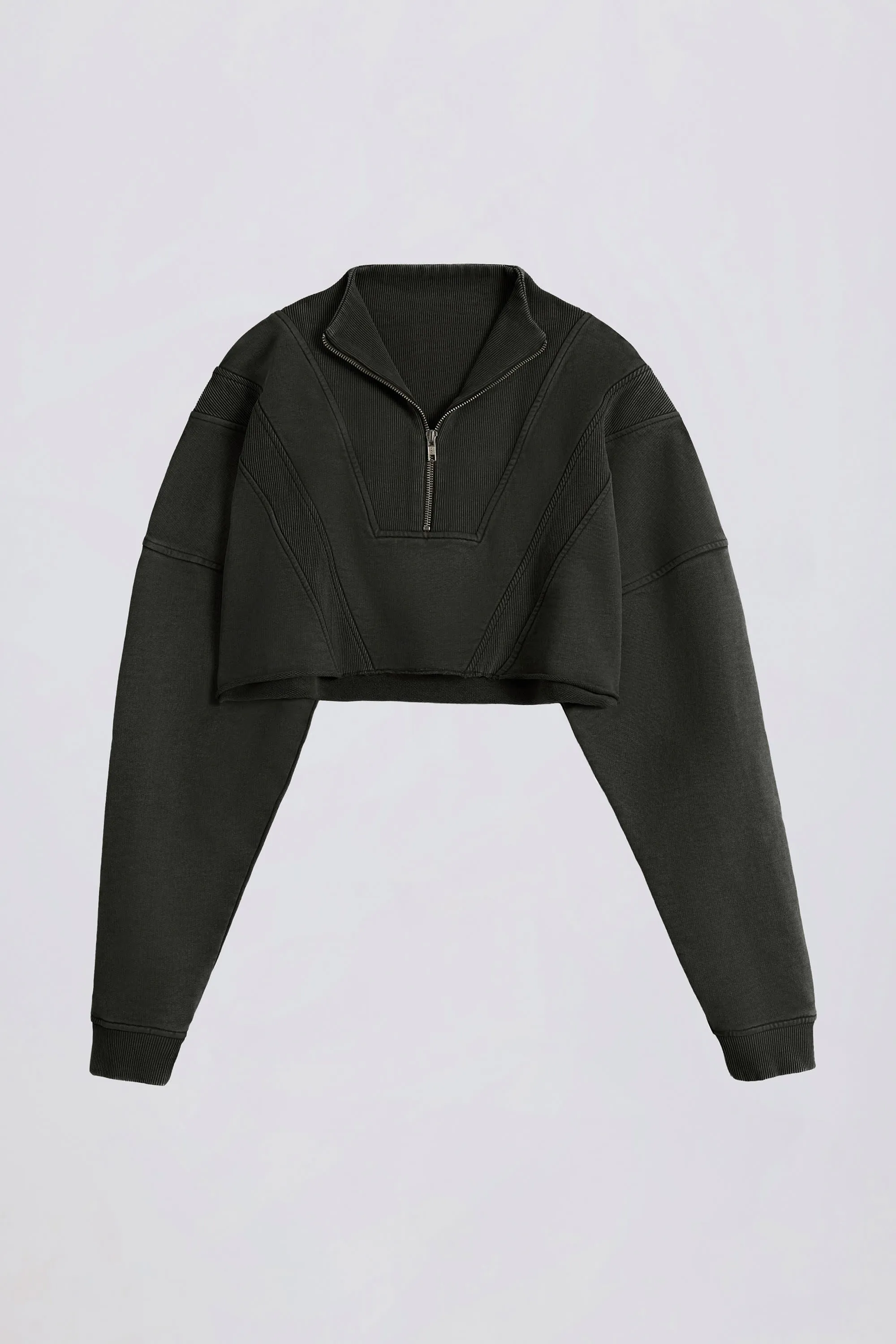 Cotton Jersey Acid Wash Cropped Sweatshirt in Ash sold by Oh Polly product image thumbnail 2