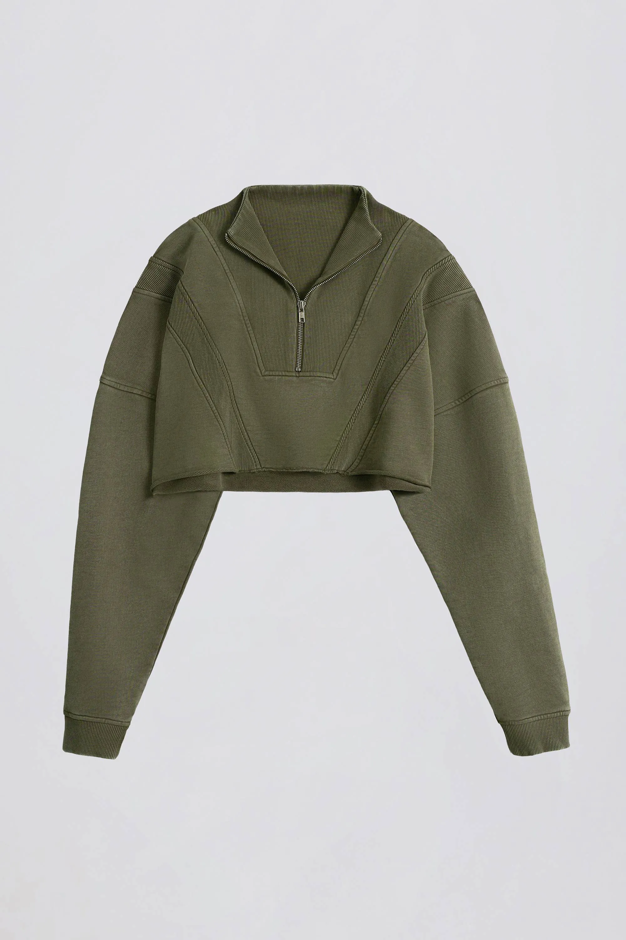 Cotton Jersey Acid Wash Cropped Sweatshirt in Light Green sold by Oh Polly product image thumbnail 2