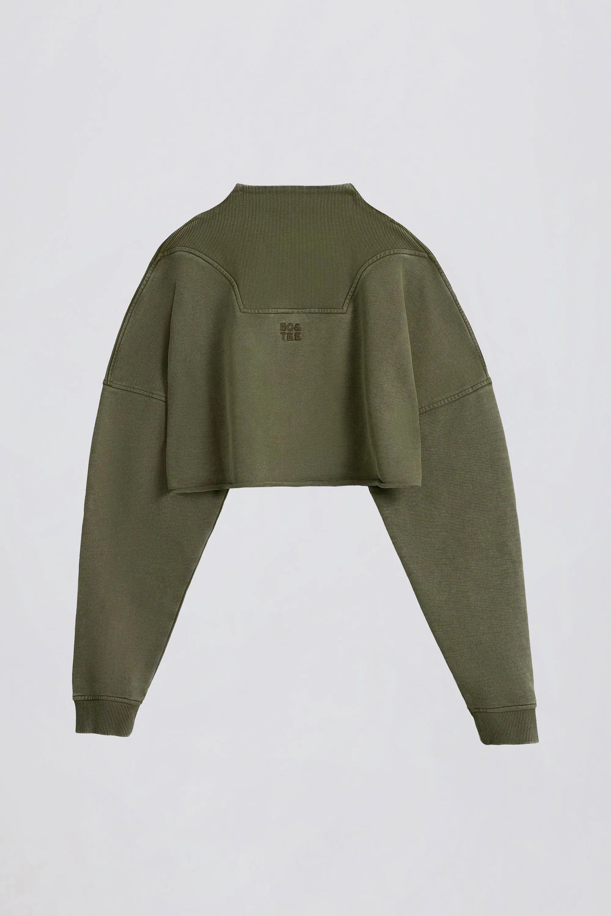 Cotton Jersey Acid Wash Cropped Sweatshirt in Light Green sold by Oh Polly product image thumbnail 3