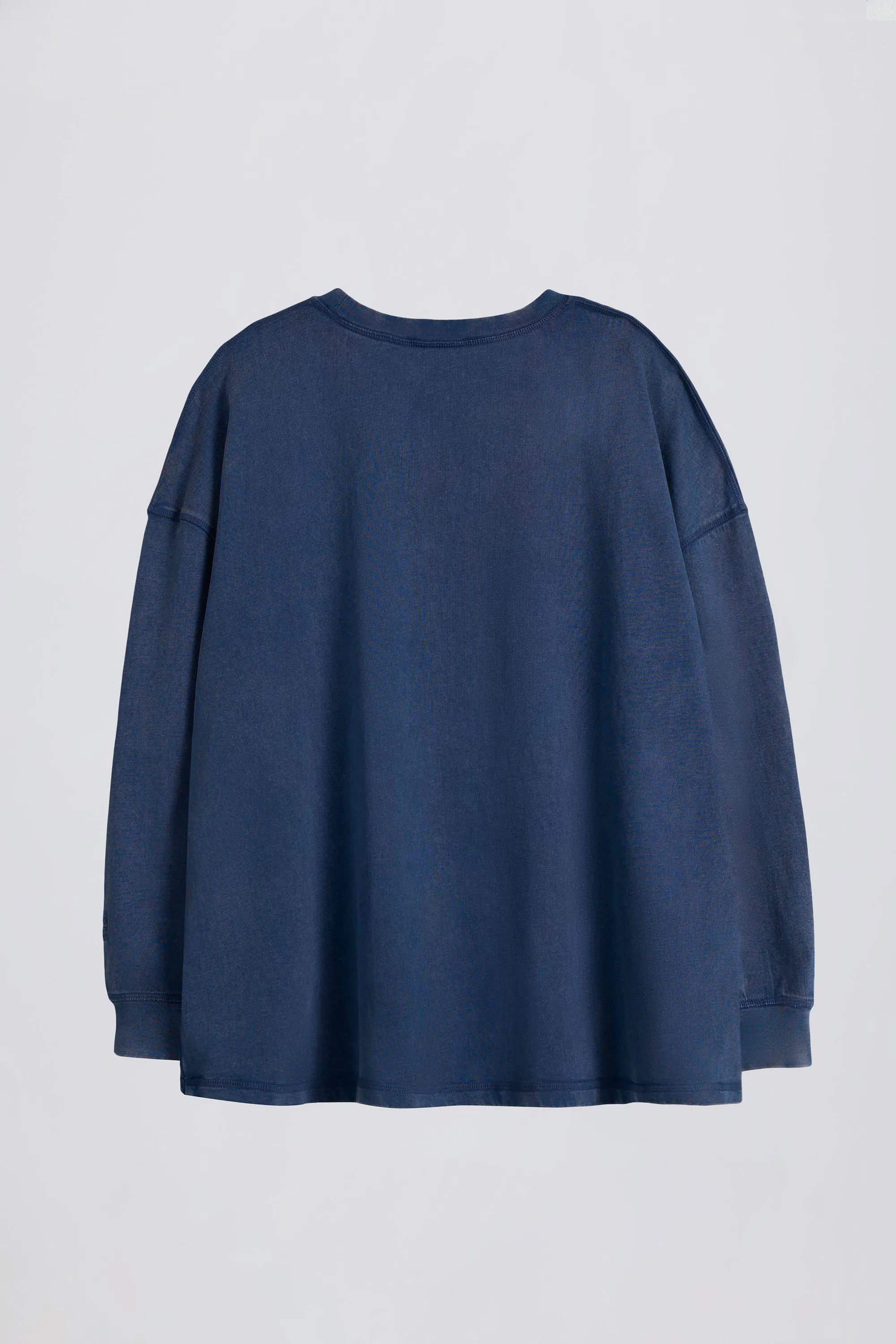 Acid Wash Long-Sleeve Oversized T-Shirt in Blue sold by Oh Polly product image thumbnail 3
