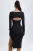 Modal Square-Neck Midi Dress in Black sold by Oh Polly