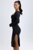 Modal Square-Neck Midi Dress in Black sold by Oh Polly