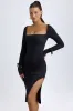 Modal Square-Neck Midi Dress in Black sold by Oh Polly