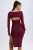 Modal Square-Neck Midi Dress in Wine Red sold by Oh Polly
