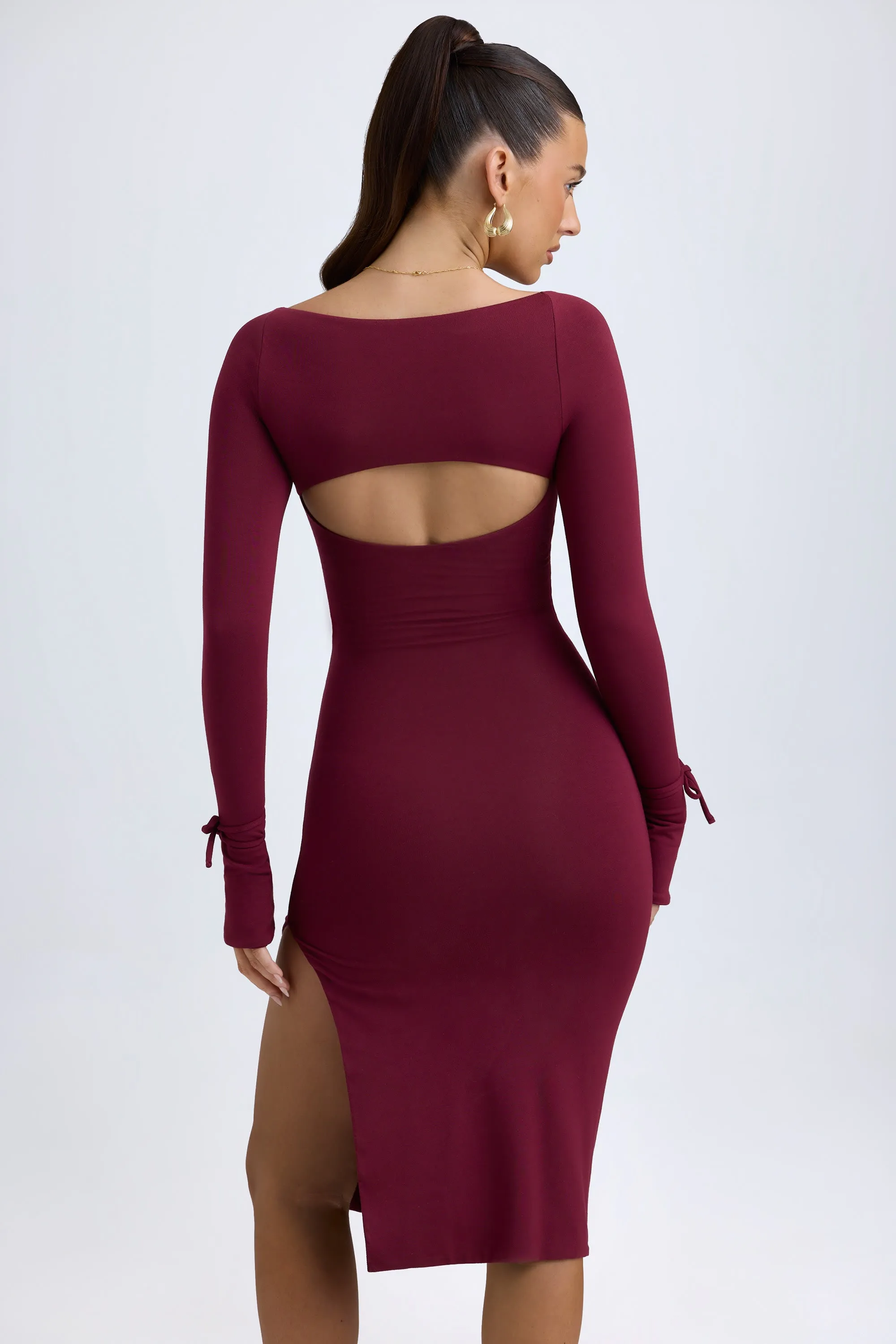 Modal Square-Neck Midi Dress in Wine Red sold by Oh Polly product image thumbnail 2