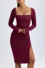Modal Square-Neck Midi Dress in Wine Red sold by Oh Polly