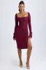 Modal Square-Neck Midi Dress in Wine Red sold by Oh Polly