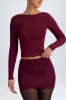 Modal Ruched Mid-Rise Mini Skirt in Wine Red sold by Oh Polly