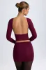 Modal Ruched Mid-Rise Mini Skirt in Wine Red sold by Oh Polly