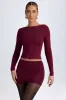 Modal Ruched Mid-Rise Mini Skirt in Wine Red sold by Oh Polly