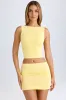 Modal Ruched Mid-Rise Mini Skirt in Lemon Sherbet sold by Oh Polly