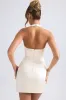 Halterneck Structured Tulip Mini Dress in Ivory sold by Oh Polly