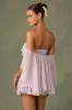 Off-Shoulder Ruffled Mini Dress in Lilac sold by Oh Polly