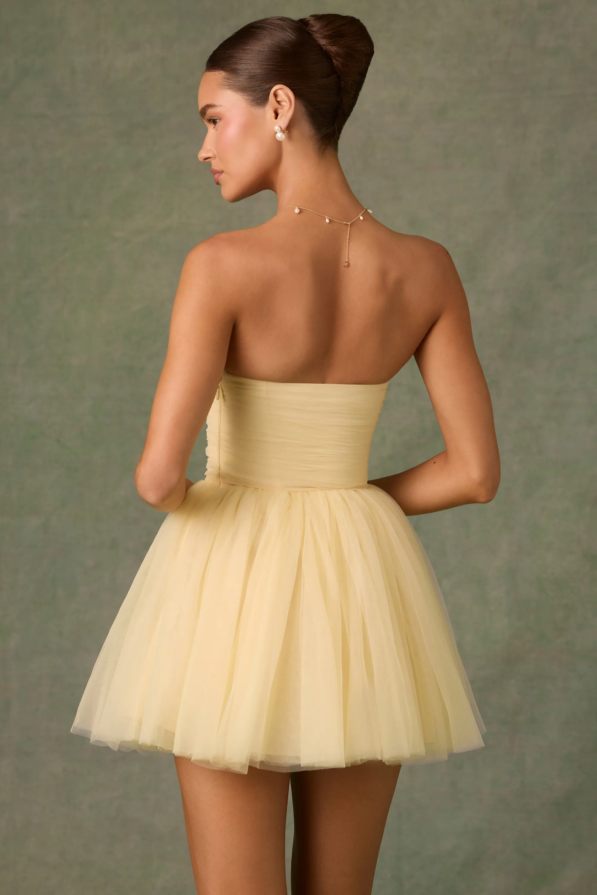 Tulle Corset Mini Dress in Yellow sold by Oh Polly product image thumbnail 3