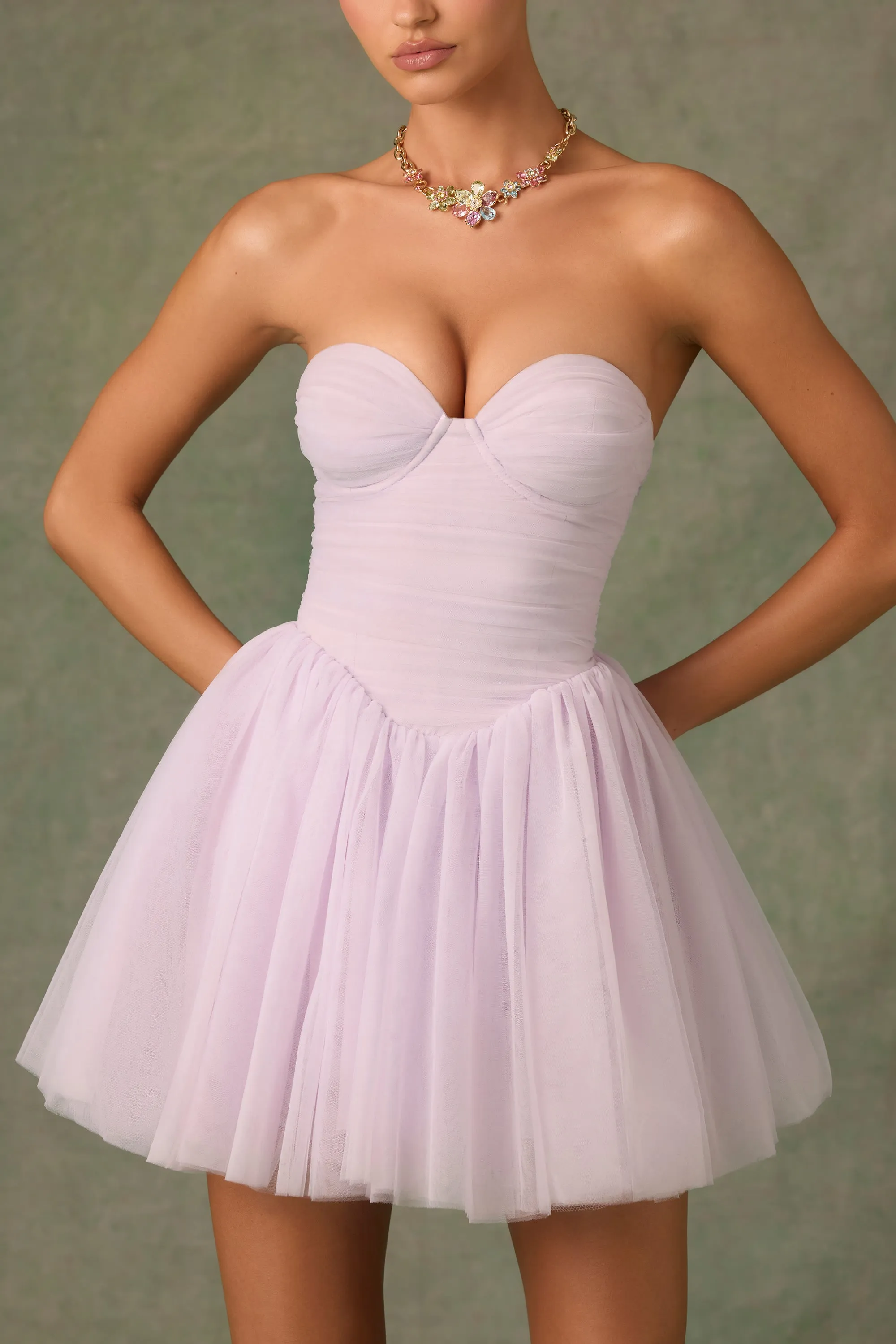 Tulle Corset Mini Dress in Lilac sold by Oh Polly product image thumbnail 2