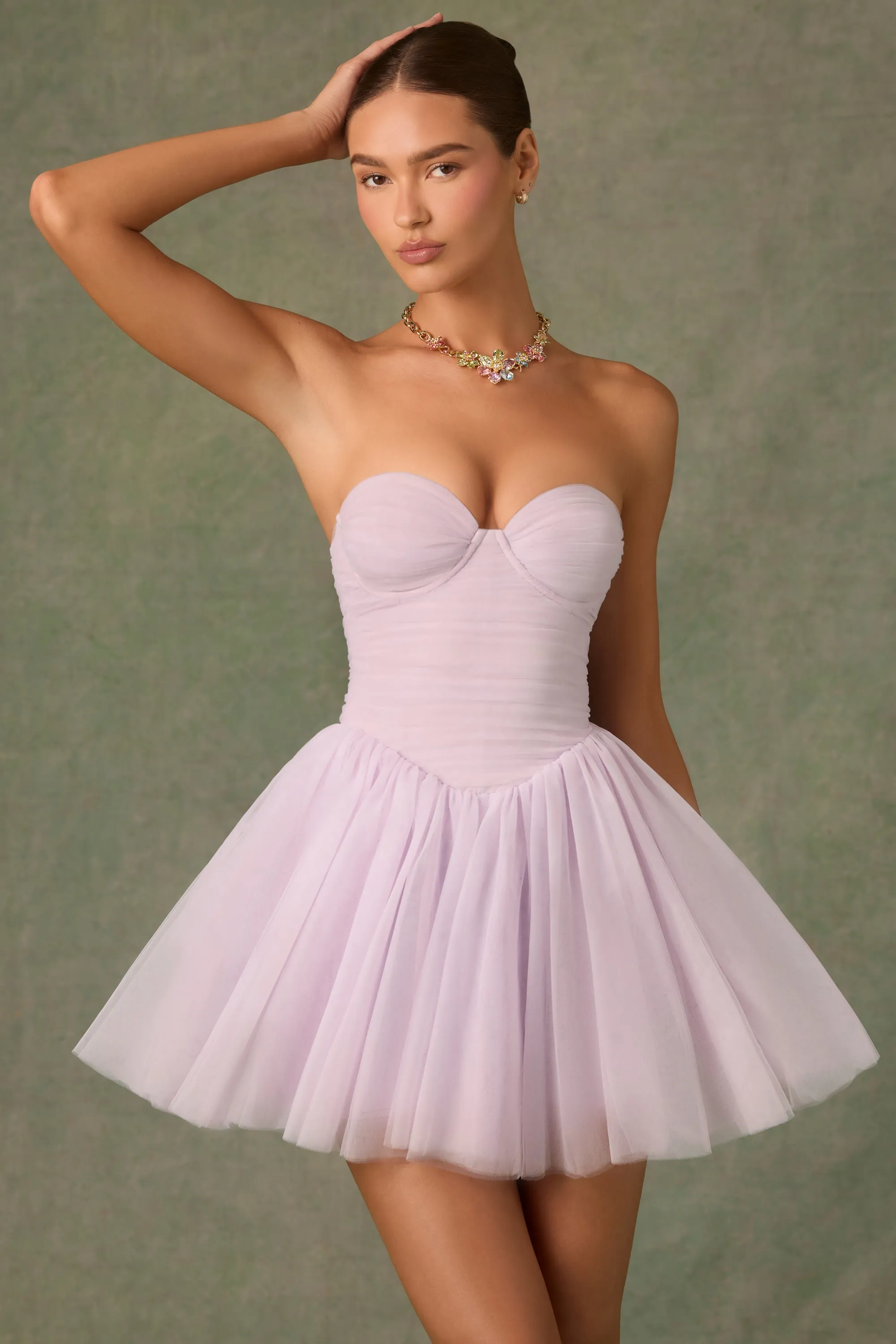 Tulle Corset Mini Dress in Lilac sold by Oh Polly