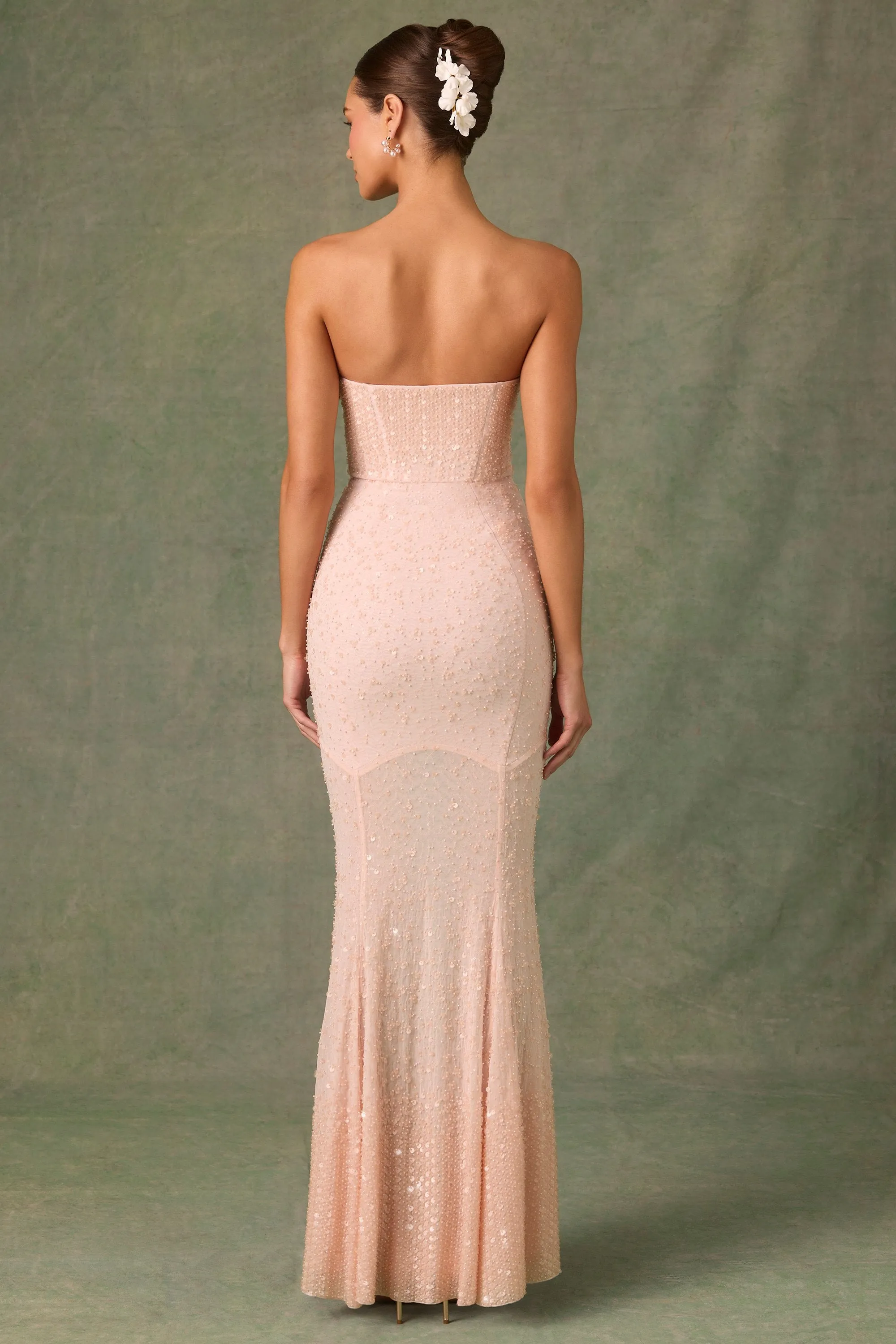 Embellished Sweetheart-Neck Fishtail Gown in Dusty Rose sold by Oh Polly product image thumbnail 2